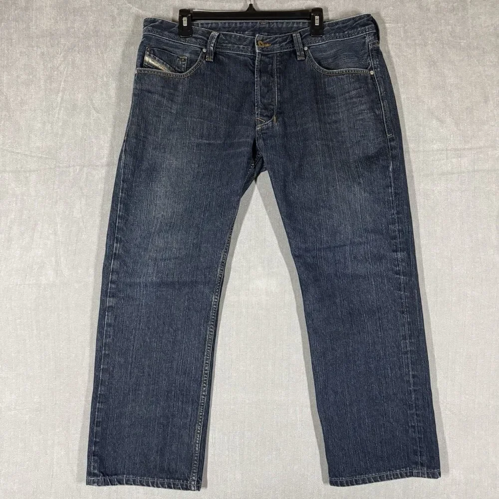 DIESEL Larkee Mens Jeans Dark Wash Denim Regular Straight Size W36 L27 *ALTERED*